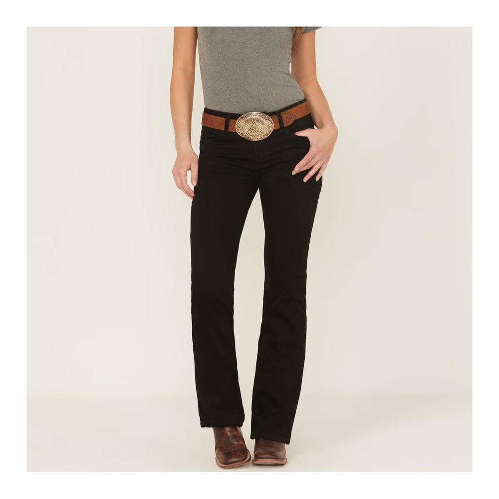 Wrangler Mid Rise Bootcut Jeans in Black Stretch Denim Women 32/13x34 NWT